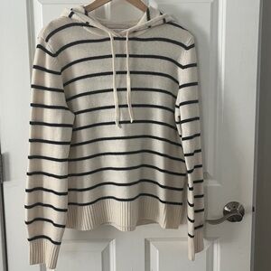 Nordstrom Signature 100% cashmere striped hooded sweater Sz large